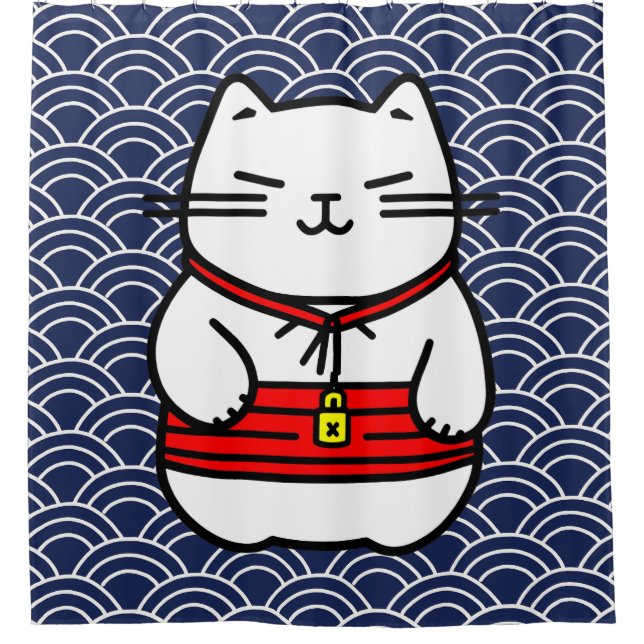 Rideaux De Douche Chat chanceux japonais ou Maneki-Neko (Devant)