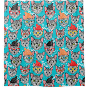 Rideaux De Douche Chat dans le casquette