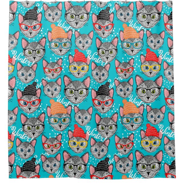 Rideaux De Douche Chat dans le casquette (Devant)