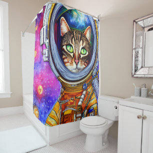 Rideaux De Douche Chat d'astronaute drôle