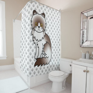 Rideaux De Douche Chat de dessin animé mignon bi-color au chocolat P