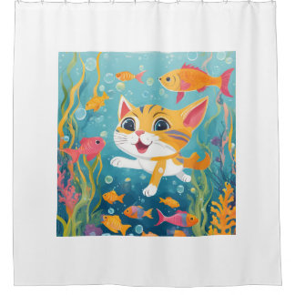 Rideaux De Douche Chat de natation