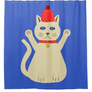 Rideaux De Douche Chat de Noël mignon
