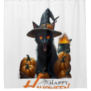 Rideaux De Douche Chat d'Halloween
