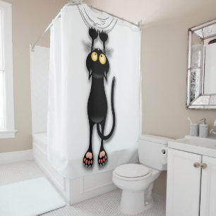 Rideaux De Douche Chat drôle Personnage Grattant Tissu