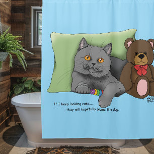 Rideaux De Douche Chat gris ours en peluche