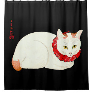 Rideaux De Douche Chat japonais blanc et gingembre
