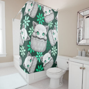 Rideaux De Douche Chat mignon et joueur sortant d'une poche