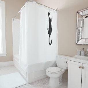 Rideaux De Douche Chat Noir Drôle Accroché Crazy Kitty