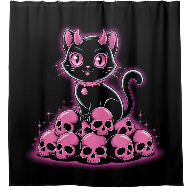 Rideaux De Douche Chat noir gothique (Devant)