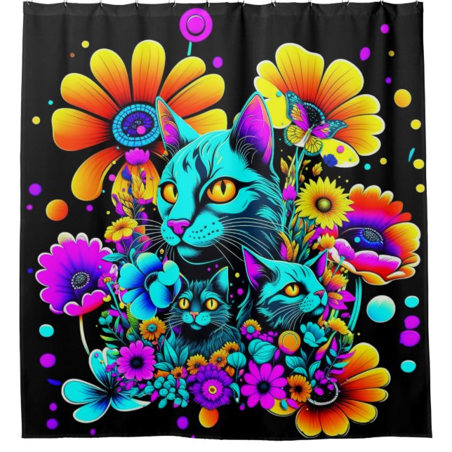 Rideaux De Douche Chat Psychedélique Kitty (Devant)