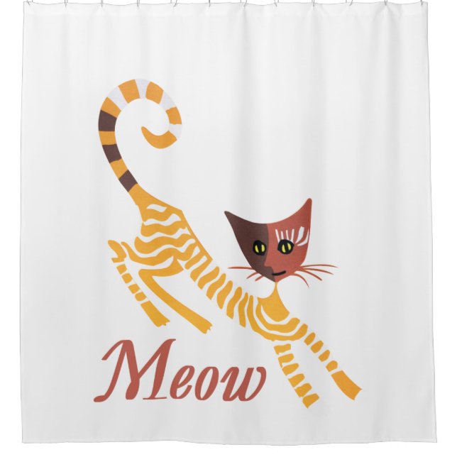 Rideaux De Douche Chat rouge drôle (Devant)