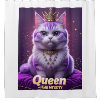 Rideaux De Douche Chat Royal Pourpre – Reine, Écoutez mon Chat Ronro