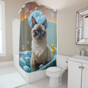 Rideaux De Douche Chat siamois négligé endormi mignon drôle