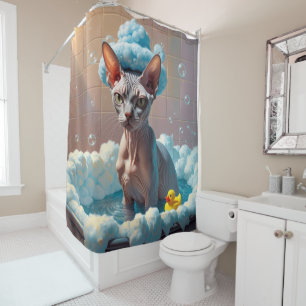 Rideaux De Douche Chat Sphynx Dégueulasse Endormi Mignon Drôle