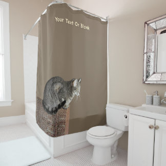 Rideaux De Douche Chat Tabby Gris Fumé