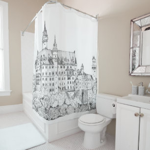 Rideaux De Douche Château de Neuschwanstein Allemagne Art de ligne