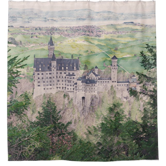 Rideaux De Douche Château Retro Neuschwanstein en Allemagne (Devant)