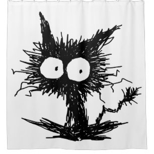 Rideaux De Douche Chaton mal peigné noir GabiGabi