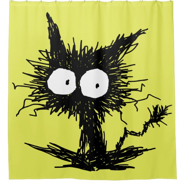 Rideaux De Douche Chaton mal peigné noir GabiGabi (Devant)