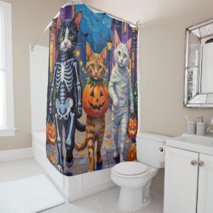 Rideaux De Douche Chats Angora Turcs En Costumes D'Halloween
