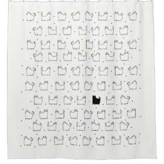 Rideaux De Douche Chats blancs de chat noir