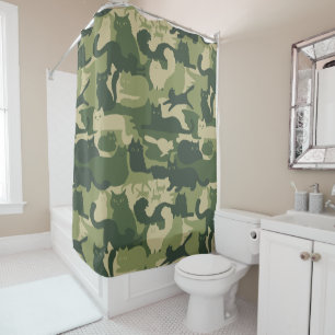 Rideaux De Douche Chats Camouflage Camion de chats verts de l'armé