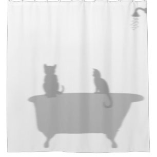 Rideaux De Douche Chats Dans Bain Douche Silhouette Ombre Drôle
