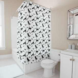 Rideaux De Douche Chats et chauves-souris noirs simples Motif Hallow