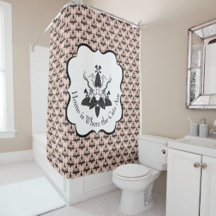 Rideaux De Douche Chats et motif de regard de damassé de cataire