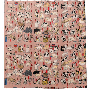 Rideaux De Douche chats japonais Ukiyo-e Funny kitty
