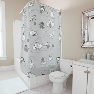 Rideaux De Douche Chats mignons Jouer et être Motif coquin