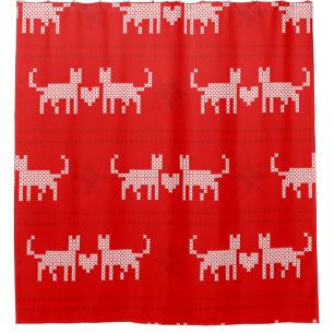 Rideaux De Douche Chats motifs de Noël en croix amoureux de s