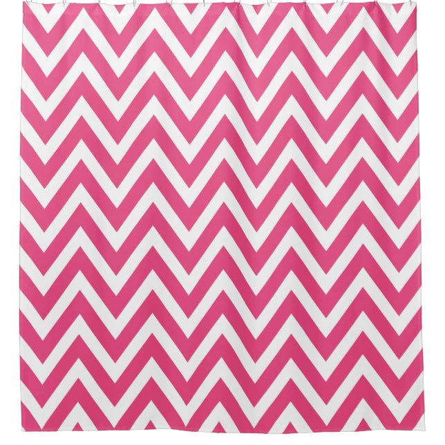 Rideaux De Douche Chaud rose et blanc Chevron (Devant)