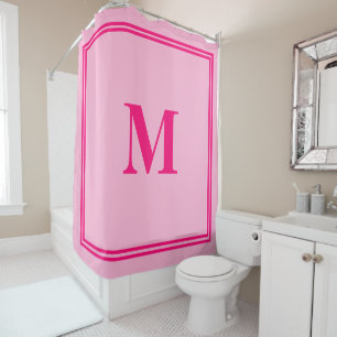 Rideaux De Douche Chaud rose Fuchsia Monogrammes Bande Nom personnal