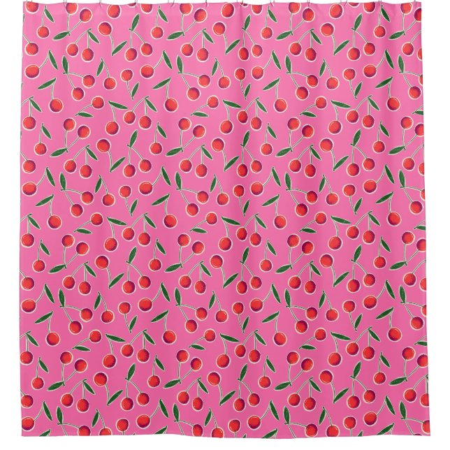 Rideaux De Douche Chaud rose rétro Berry Cherry (Devant)