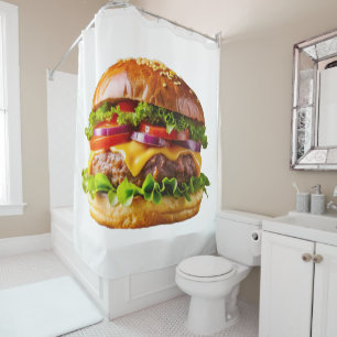 Rideaux De Douche ChaussureHabille hamburger empilé thic