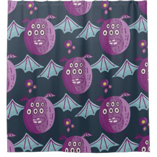 Rideaux De Douche Chauves-souris Monster : Cartoon Vintage