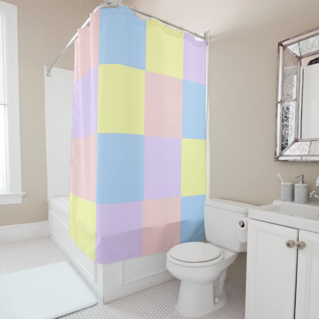 Rideaux De Douche Checkers Pastel Spring (En situation)