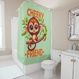 Rideaux De Douche Cheeky Friend pun Cute Baby Monkey sur dessin anim