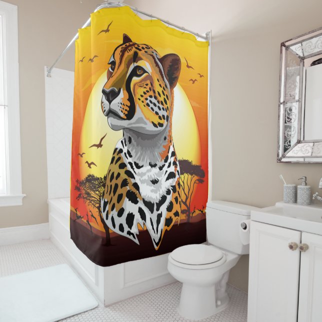 Rideaux De Douche Cheetah African Feline Wild Animal (En situation)