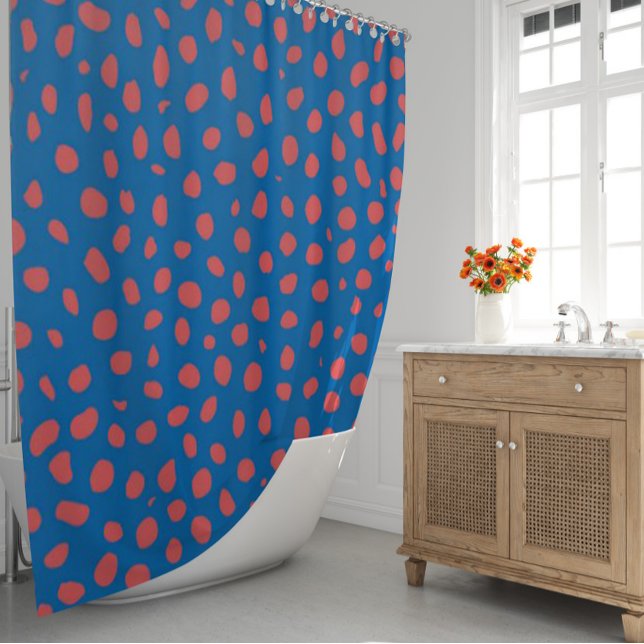 Rideaux De Douche Cheetah taches Coral Blue (Cheetah spots Coral Blue Shower Curtain by Looly Elzayat
)