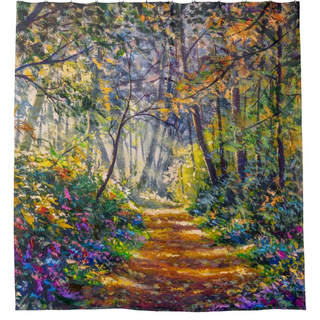 Rideaux De Douche Chemin de l'impressionnisme : Aquarelle de la forê (Devant)