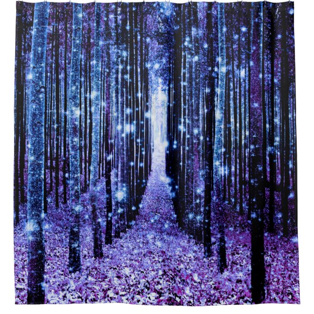Rideaux De Douche Chemin magique de la forêt violet bleu (Devant)