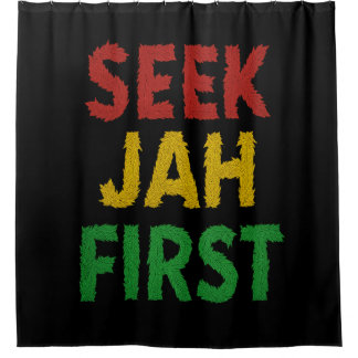Rideaux De Douche Cherchez d'abord Jah Rastafarien Reggae Rasta Coul