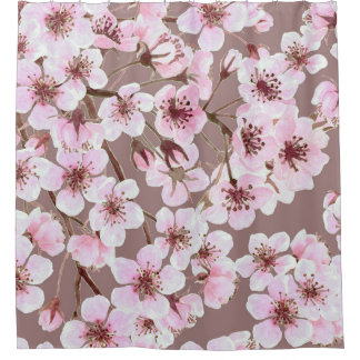 Rideaux De Douche Cherry Blossom Branches Motif aquarelle