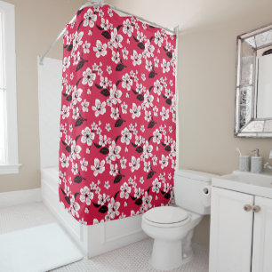 RIDEAUX DE DOUCHE CHERRY BLOSSOM - SAKURA (ROUGE)