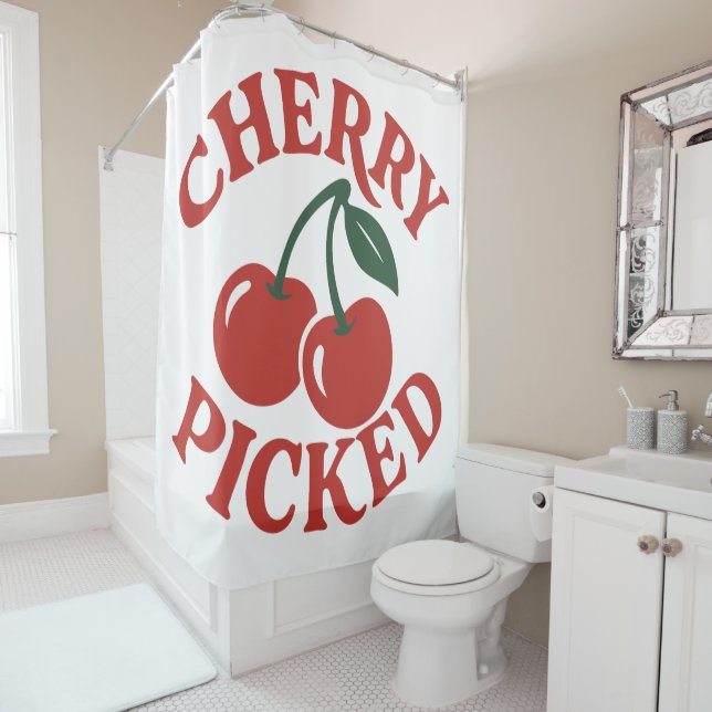 Rideaux De Douche Cherry Picted Retro tendance Fruit Graphic (En situation)