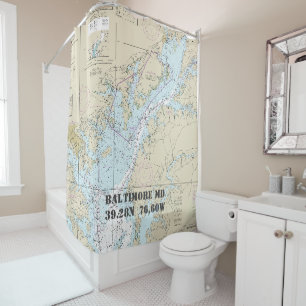 Rideaux De Douche Chesapeake Bay Latitude Longitude Bateau nautique