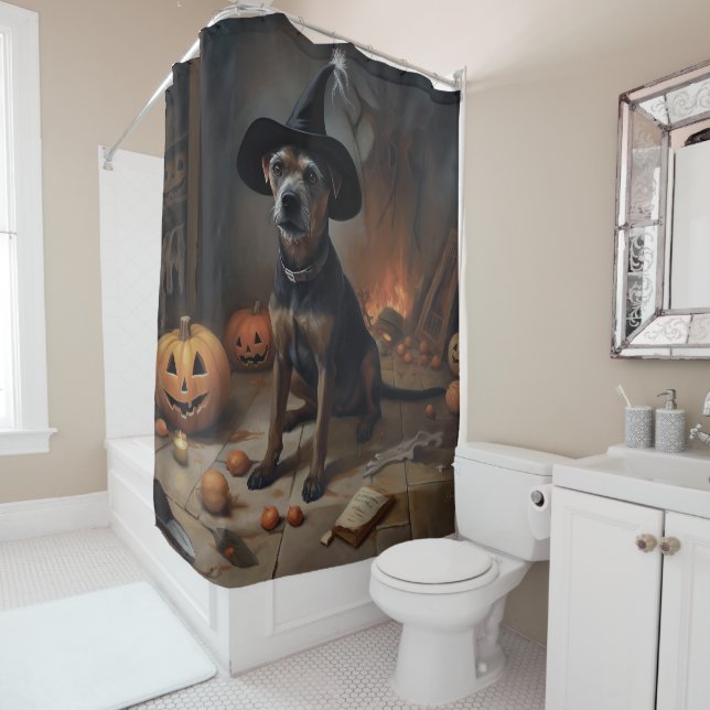 Rideaux De Douche Chesapeake Bay Terrier Citrouille Halloween effray (En situation)